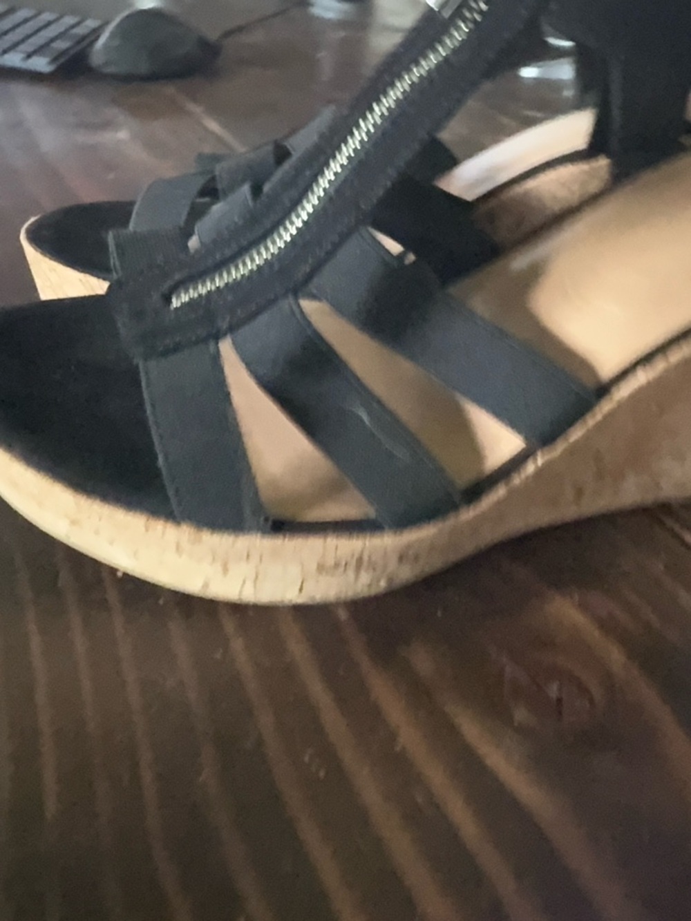Torrid Black Zip Front Heel Strappy wedges - Picture 3 of 9